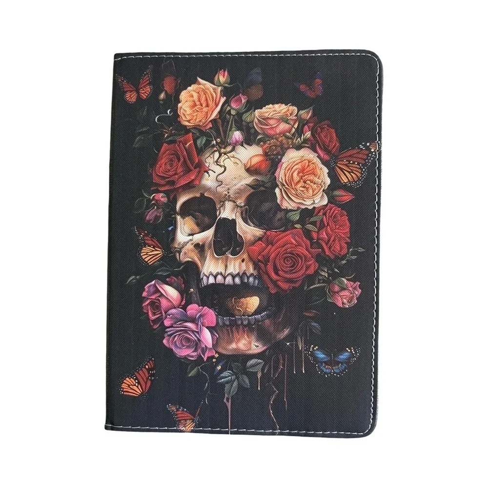 iPad 10th Gen 10.9” Floral Skull Case Butterfly Rose PU Leather Folio